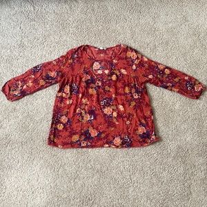 AEO FLORAL BOHO TOP WITH KEY HOLE DETAIL SIZE S